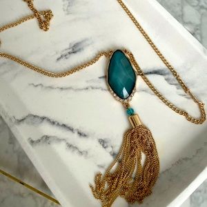 Opera Length Gemstone necklace with chain tassel
